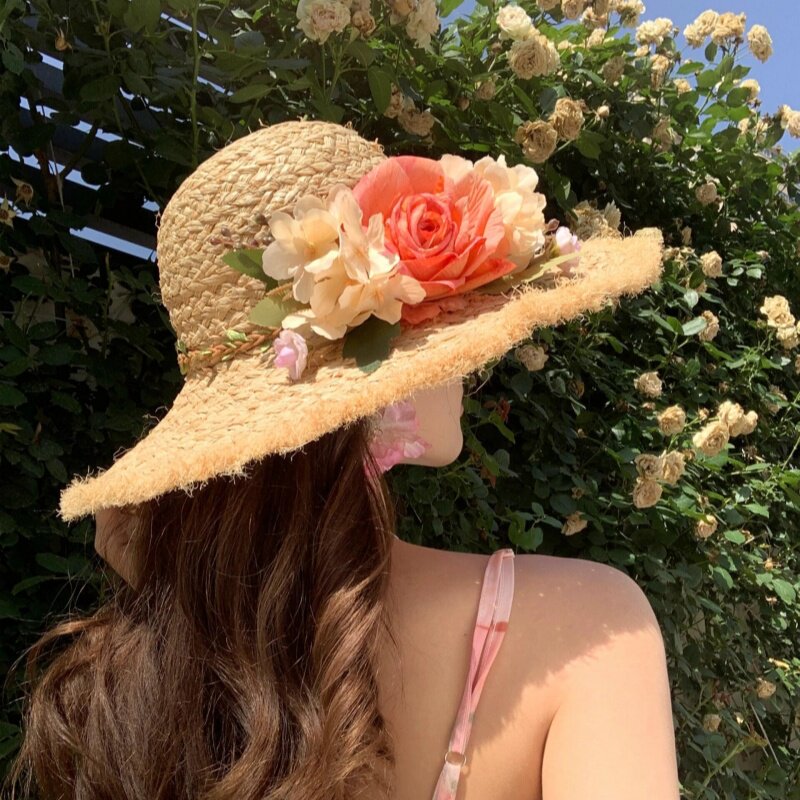法式草帽女款夏季海边沙