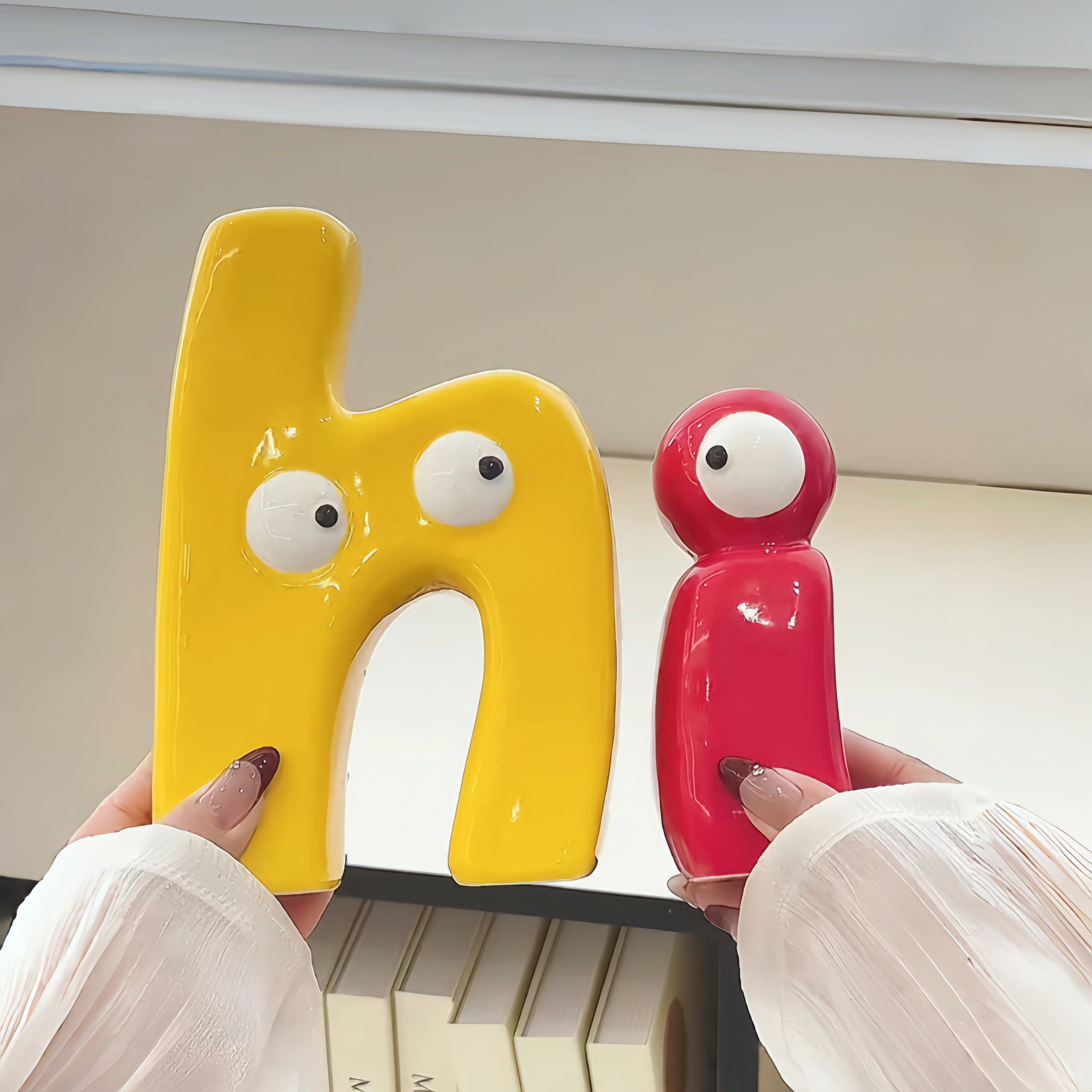 卧室有趣摆件多巴胺奶油风创意字母陶瓷入户门摆件电视柜装饰客厅,家居饰品,桌面摆件,淘宝优惠券,粉丝福利购,淘宝优惠卷