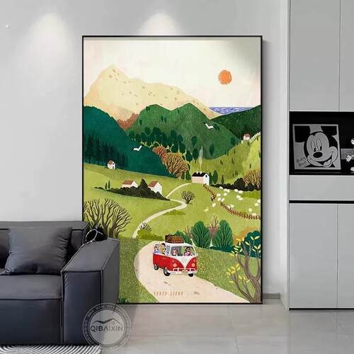 《旅途系列》纯手绘油画高级感餐客厅玄关走廊装饰画民宿风景挂画