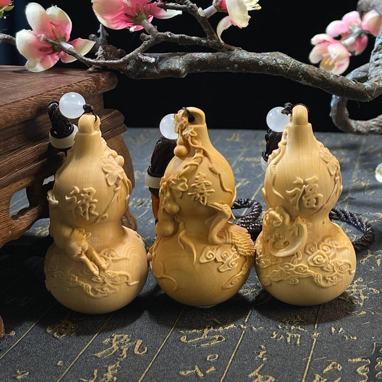 黄杨木精雕福禄寿葫芦摆件手把件文玩工艺礼品摆饰送长辈送领导礼
