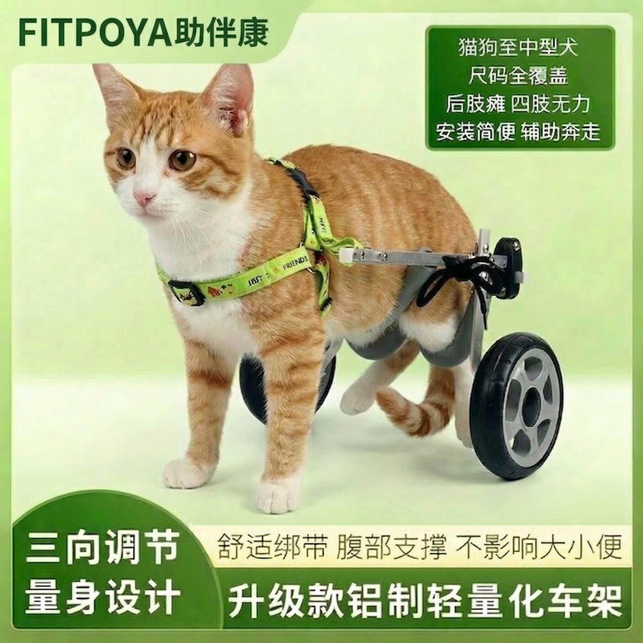 猫狗推车猫狗轮椅后肢残疾瘫痪康复动物辅助支架四轮代步后肢残疾