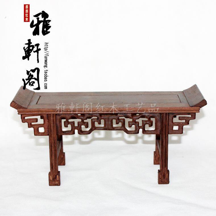 红木雕无抽小琴桌鸡翅木琴台中式仿古微型小家具工艺品摆件底座