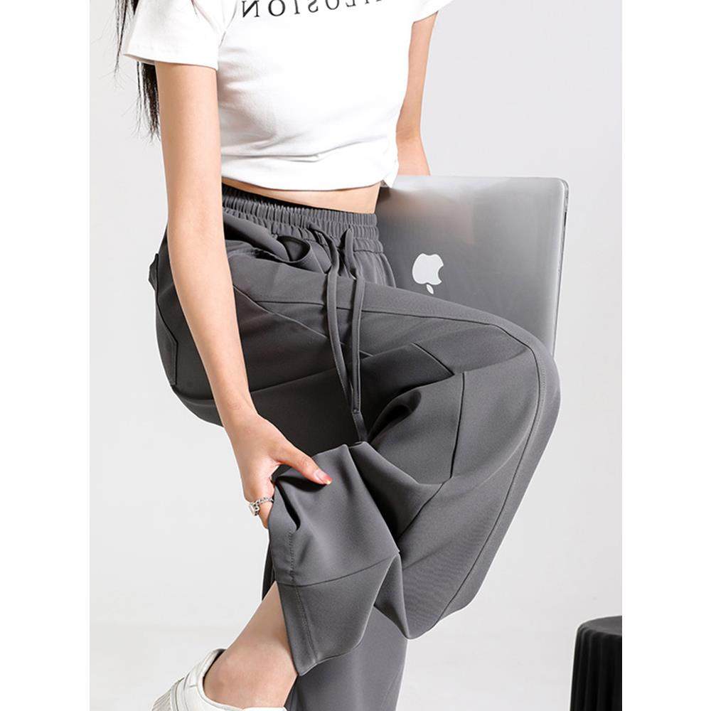 大码西装阔腿裤女夏季薄款裤子胖mm冰丝防晒裤香蕉裤小个子休闲裤