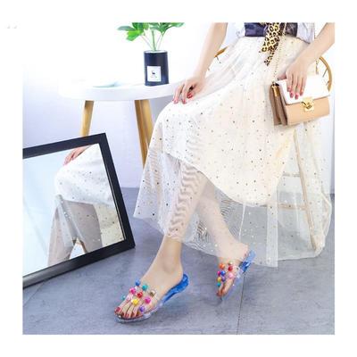 水晶凉鞋老式女款防滑不伤脚公主透明平底浴室洗澡家用厚底凉拖鞋