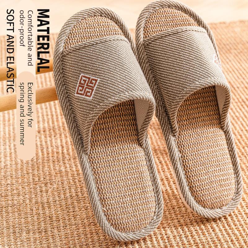 男亚麻拖鞋居家室内2025新款四季家用防滑夏季棉麻布地板拖鞋男士