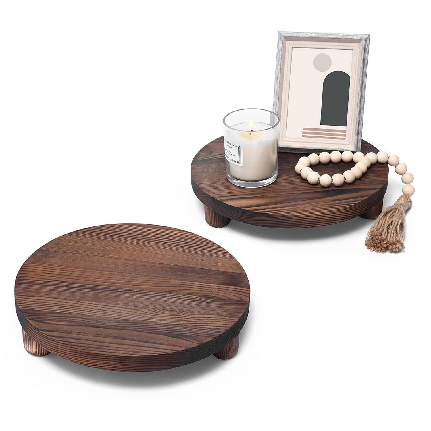 地面增高5cm桌面圆形花盆底座木质植物凳室内香薰蜡烛摆件展示架