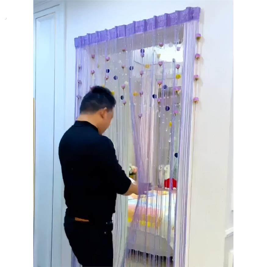 家用玫瑰线门帘客厅卧室门帘加密门帘隔断屏风婚礼流苏门帘