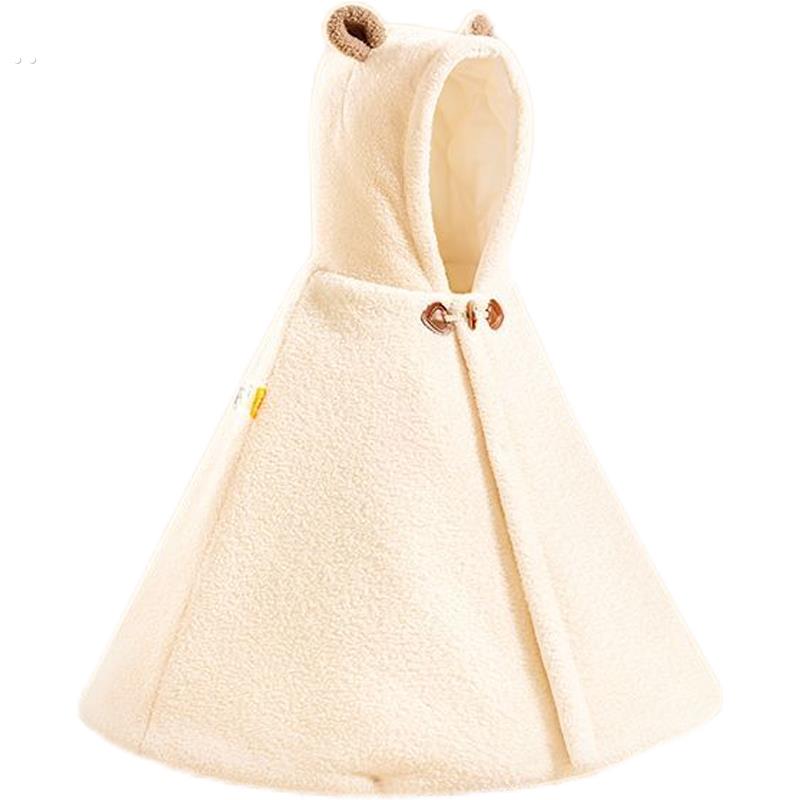 婴儿披风斗篷外出抱被秋冬款加厚防风冬季挡风衣宝宝连帽儿童披肩