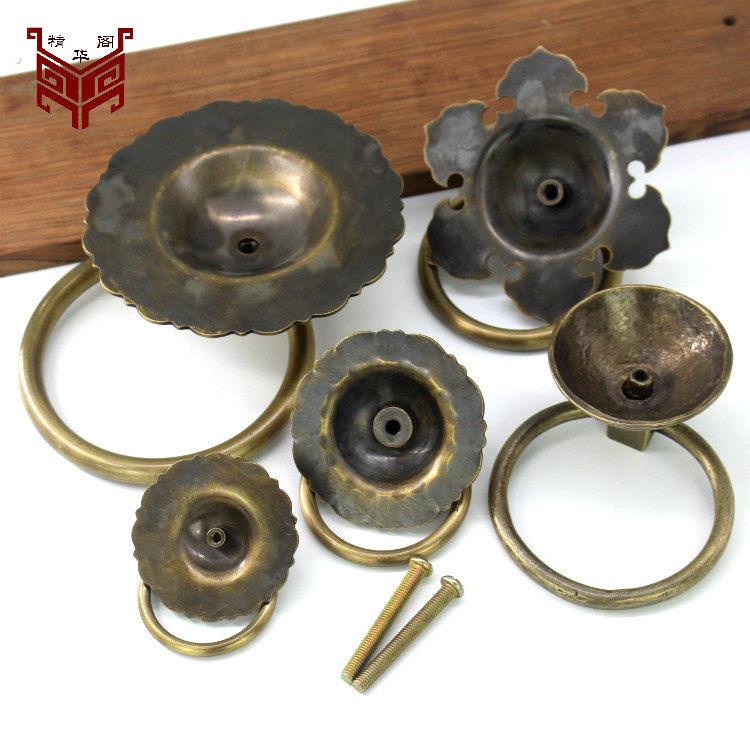 彷古中式黄铜圆环门环古铜大门把手拉环复古铜把手门环装饰铜配件