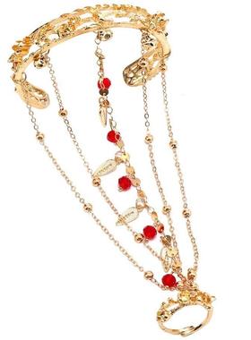 古风铃铛戒指手镯一体首饰汉服敦煌配饰礼物中古宫铃仿古手链手饰