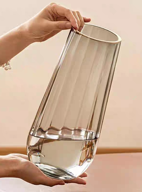 大号透明水滴玻璃花瓶插花水养富贵竹鲜花客厅桌面插干花装饰摆件