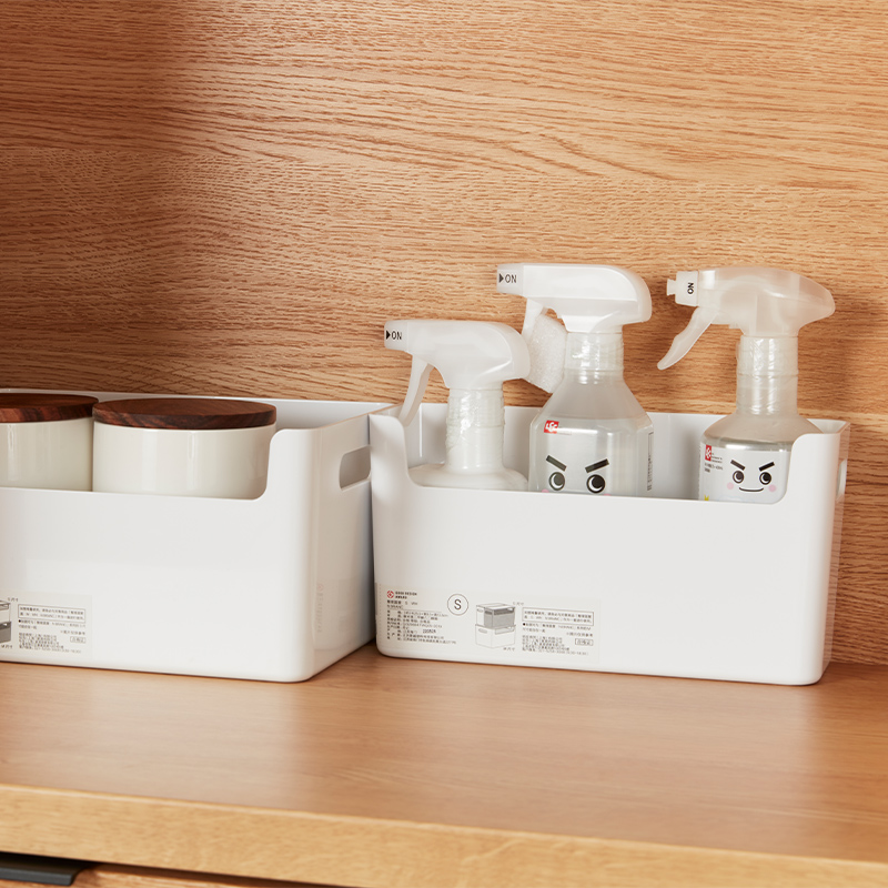 NITORI宜得利家居家用整理篮筐盖白色桌面收纳盒收纳整理篮筐