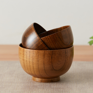 NITORI宜得利家居酸枣木日式木碗家用木碗防摔防烫实木质饭碗