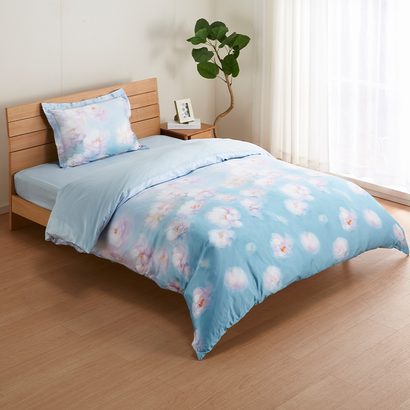 NITORI宜得利家居 床上用品天丝被套单件床单枕套丝滑被罩 莲乐