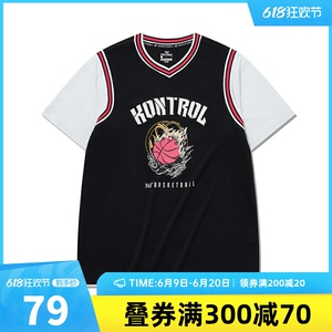 361运动t恤男子球服2024夏季新款宽松舒适上衣V领时尚篮球短袖