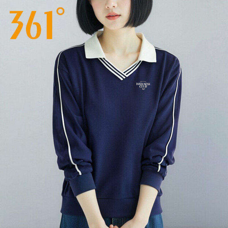 361°运动卫衣女装宽松弹力羽毛球服2026春季新款翻领套头上衣