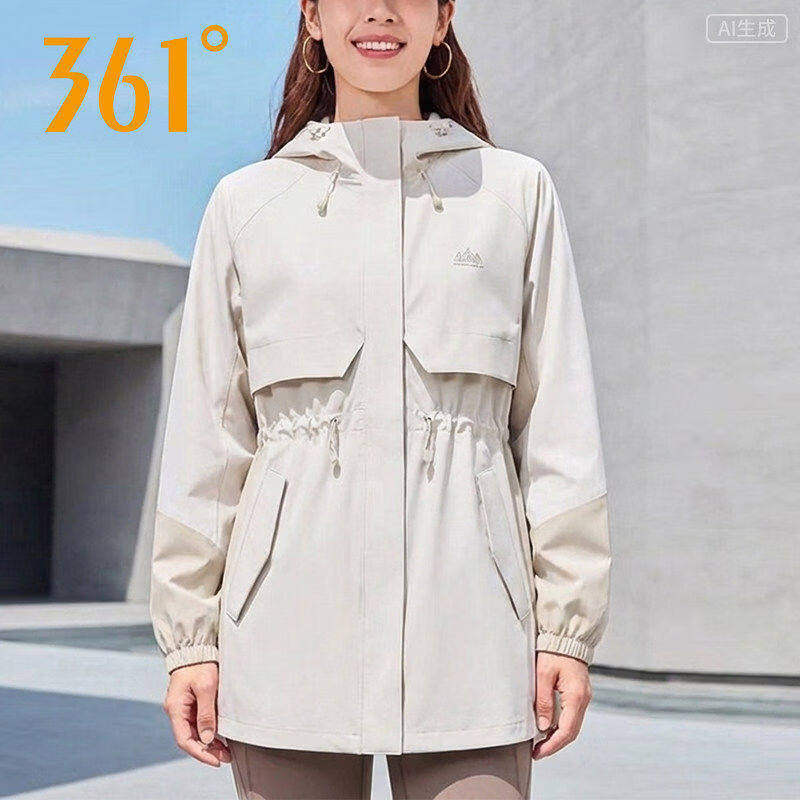 361°运动长款绒里风衣女2026秋季新款户外登山服休闲外套