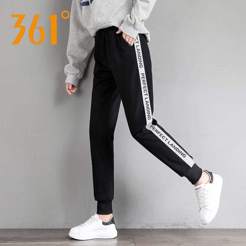 361度女子针织九分裤2026春季新款潮流撞色拼接运动裤宽松休闲裤