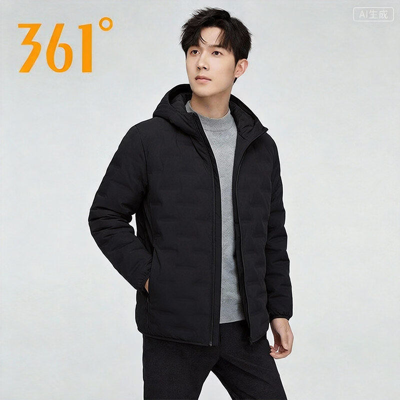 361°男子羽绒服2026冬季连帽宽松保暖休闲羽绒夹克外套