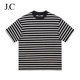 新款 J.C T恤230克小落肩条纹宽松休闲百搭男士 半袖 简裁美式 短袖