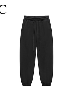 J.C/简裁美式束脚卫裤男士320克毛圈布简约休闲秋冬针织长裤新款