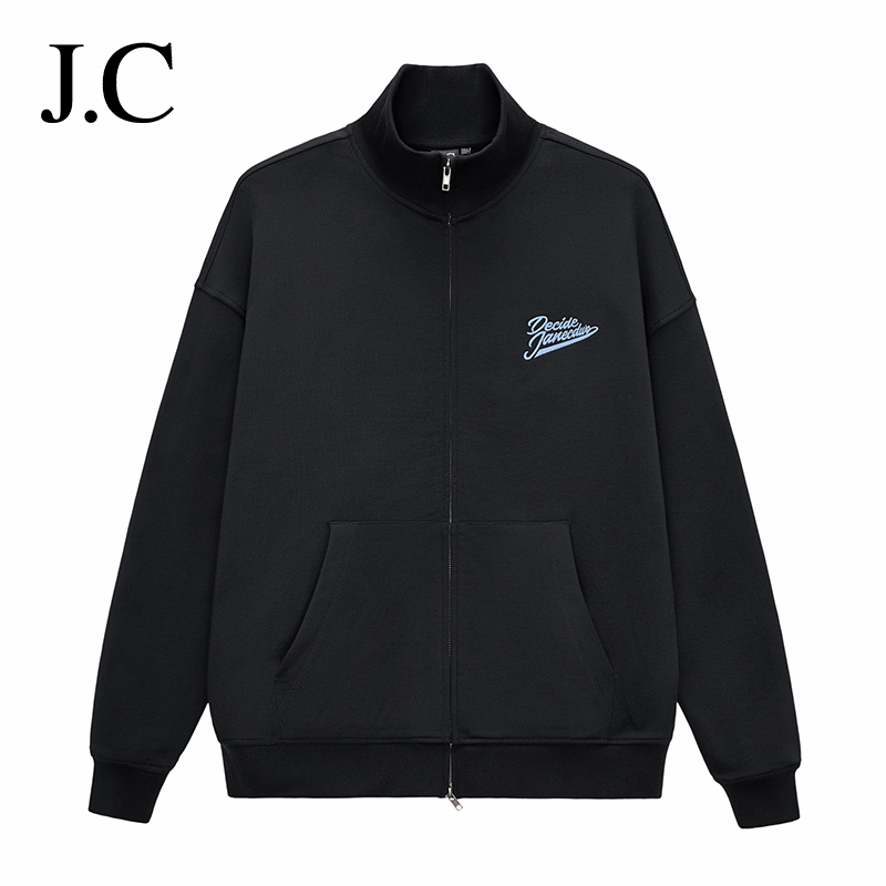 J.C/简裁美式立领拉链卫衣