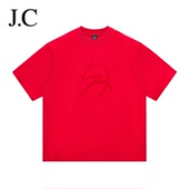 新款 J.C T恤圆领刺绣380克重磅纯棉春秋季 男士 简裁马年生肖款 短袖