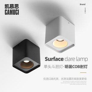 凯慕思无主灯照明方形LED明装 筒灯cob防眩射灯单双头吸顶灯斗胆灯