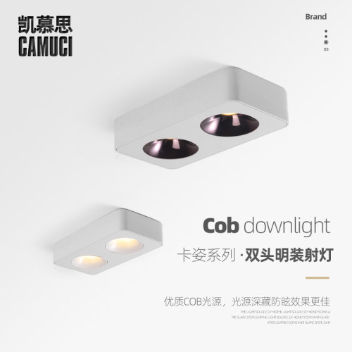 双头明装筒灯cob家用方形客厅