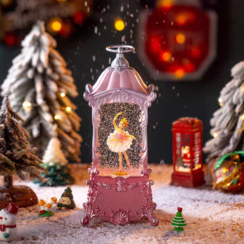 圣诞节宫廷风芭蕾舞旋转儿童音乐盒飘雪水晶球女孩生日礼物八音盒