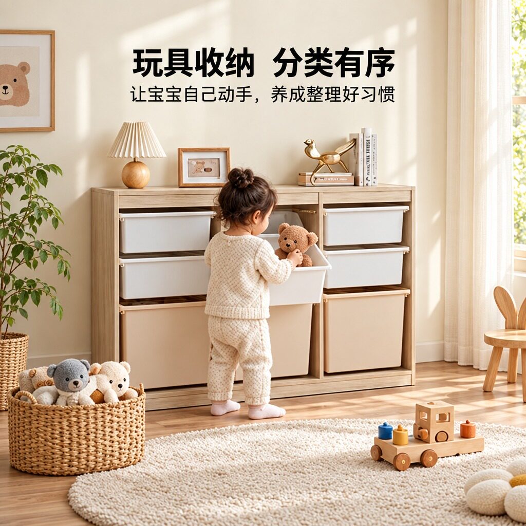 Hanssem汉森蒙氏儿童收纳柜幼儿园玩具柜储物柜阅读区实木置物架