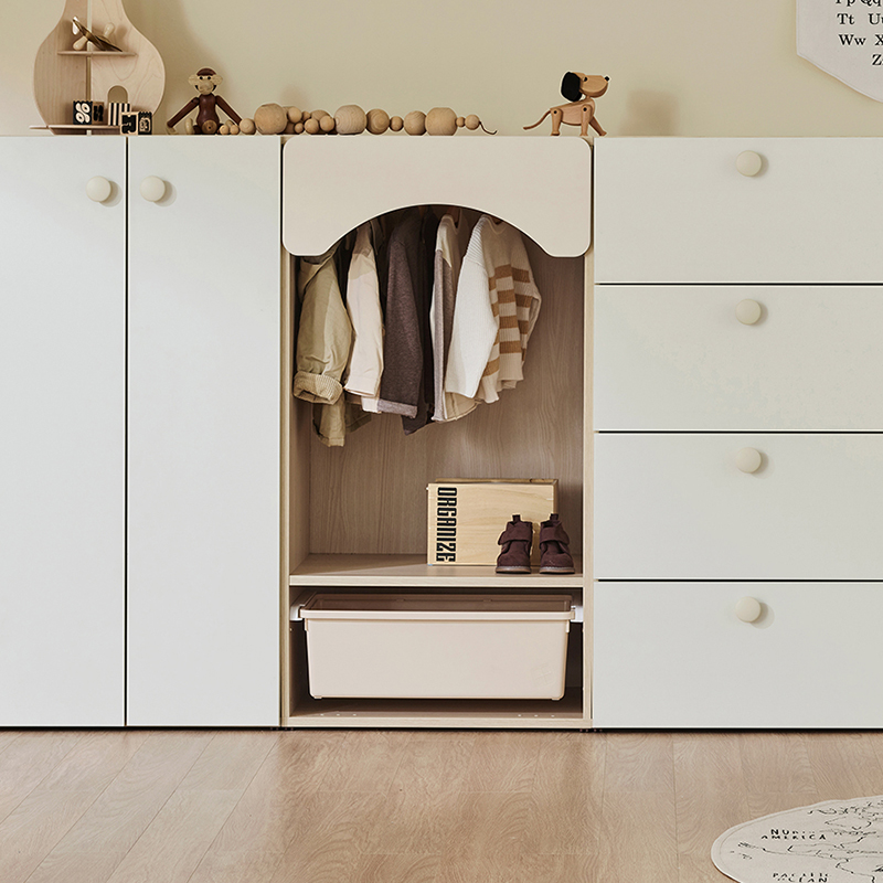 实木儿童衣柜开放式收纳储物柜