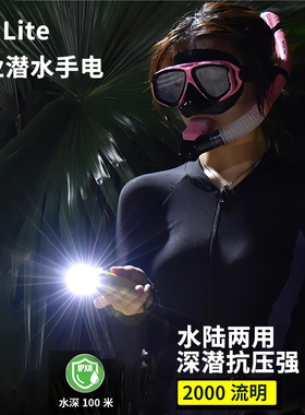 专业潜水手电筒防水强光手电磁吸充电超亮水陆两用户外水下作业灯
