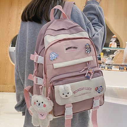初中高中小学生书包女孩三到六年级4超轻护脊女生减负双肩包6防水