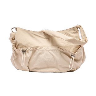 三福挎包春季纯色新款休闲运动斜挎包双袋口抽绳女包490827