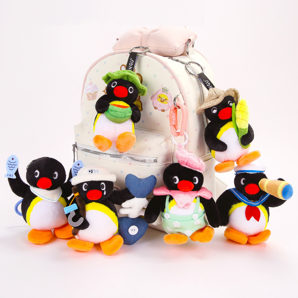 正版pingu企鹅毛绒玩具背包包挂件饰公仔钥匙扣玩偶送女生日礼物