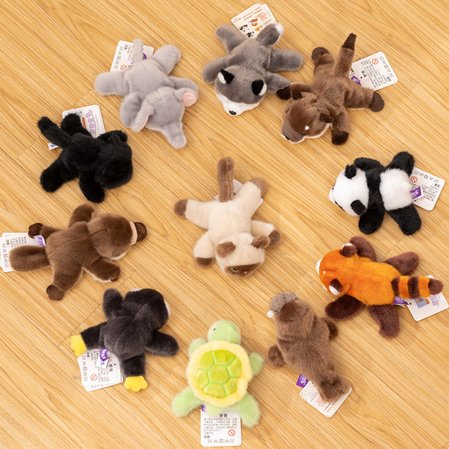 正版小熊猫冰箱贴毛绒玩具磁贴公仔掌中宝玩偶桌伴娃娃女生日礼物