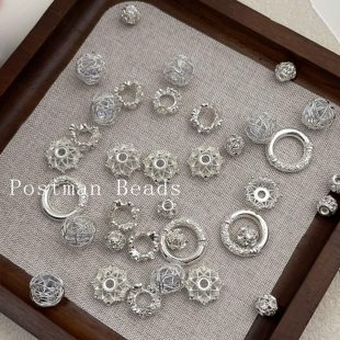 亮银色高品镂空花托隔珠散珠银色手工串珠diy饰品手链配件材料