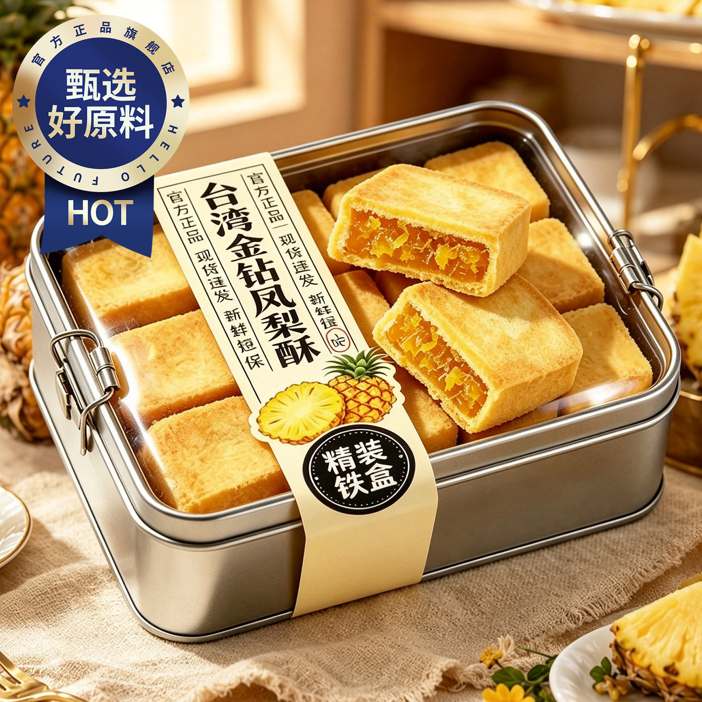 【铁盒装】金钻凤梨酥健康糕点