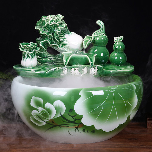 景德镇家用陶瓷流水鱼缸喷泉摆件