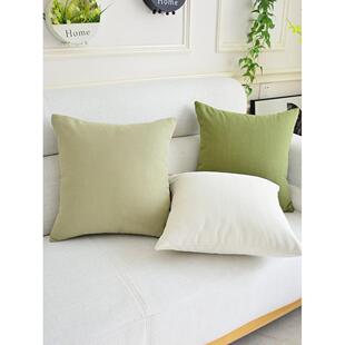 客厅沙发上的抱枕奶茶色雪尼尔套简约北欧风咖棕色客厅沙发靠垫方