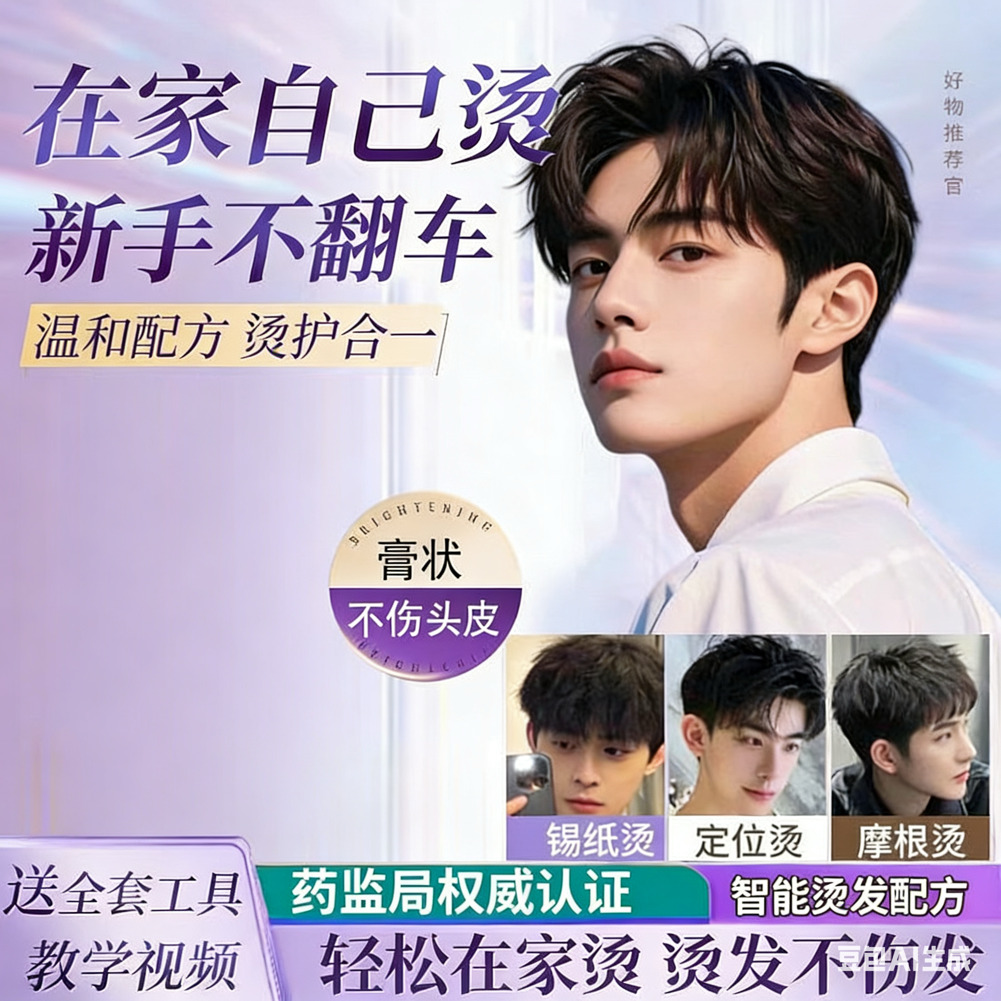 男士锡纸烫烫发药水定位烫纹理烫纸烫蛋白矫正直发膏刘海烫卷发烫