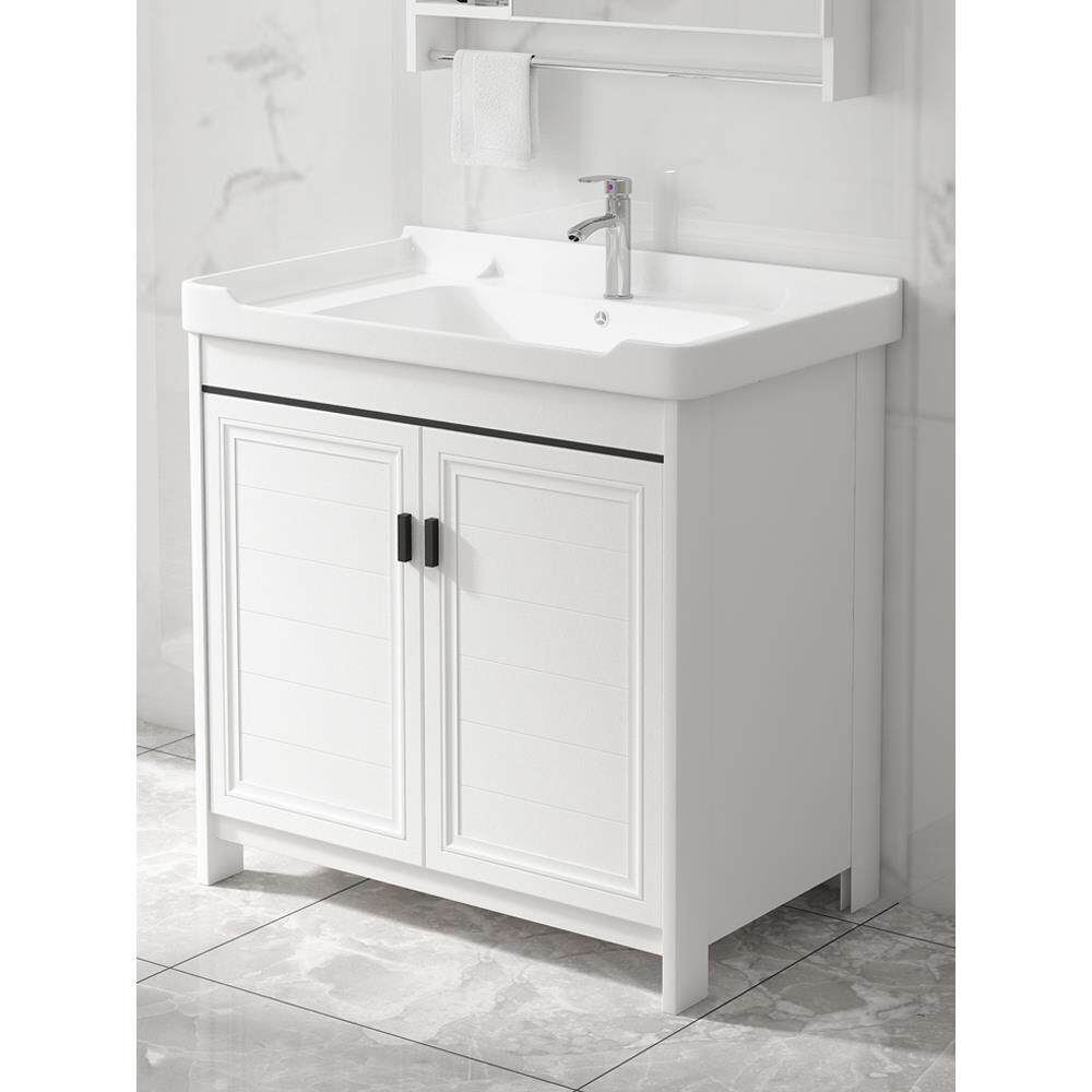 洗手池小型洗漱台卫浴柜一体盆太空铝落地式浴室柜洗手盆柜组合卫