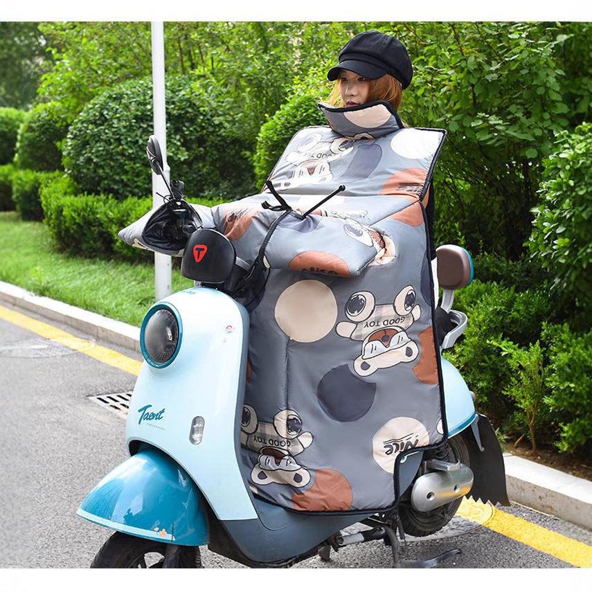 电动自行车挡风被电动车用加厚挡风被加大侧翼防水记忆布加厚白棉