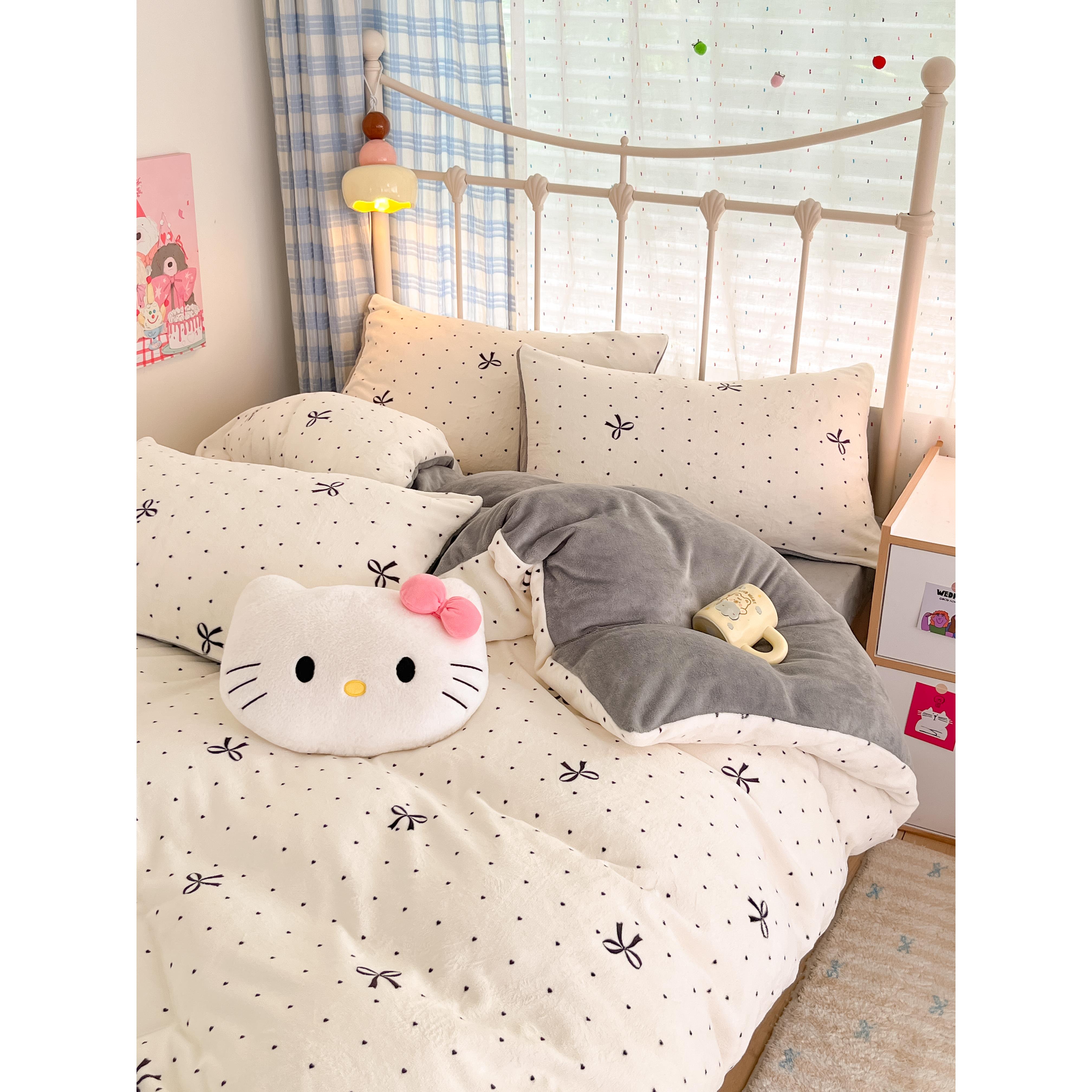 巨好看的四件套绒毛四件套牛奶绒秋冬季加厚加绒法兰绒被套床单宿