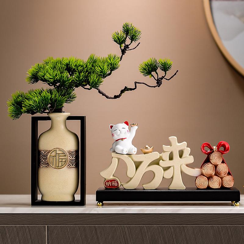 乔迁之喜装饰摆件高级感客厅八方来财招财猫办公室装饰摆件客厅玄