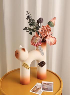 乔迁之喜装饰摆件高级感客厅创意法式陶瓷花瓶摆件客厅插花家居餐