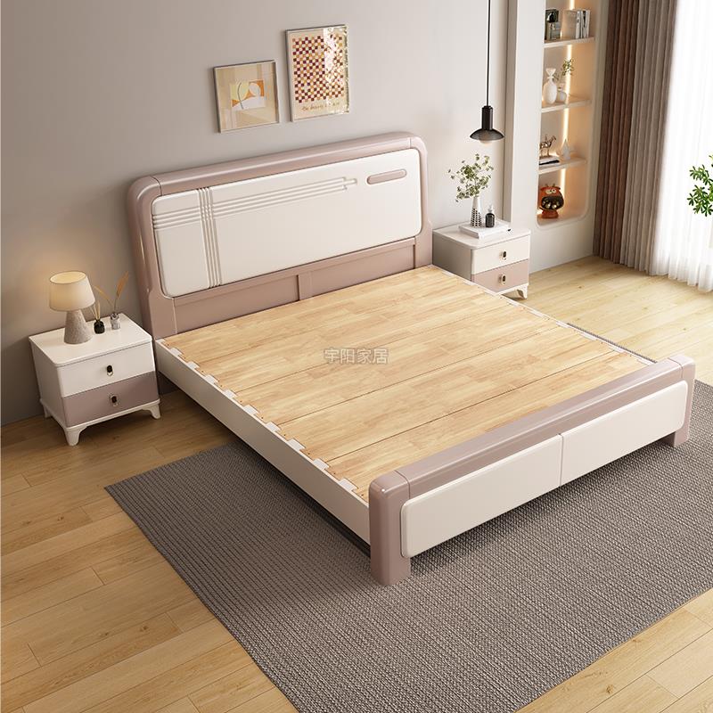 木头床双人床1米5新式单人床北欧实木床1.8米现代简约双人床主卧