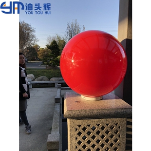 大门柱子上的太阳能灯大门灯红色球形柱头灯红球围墙红光LED圆球