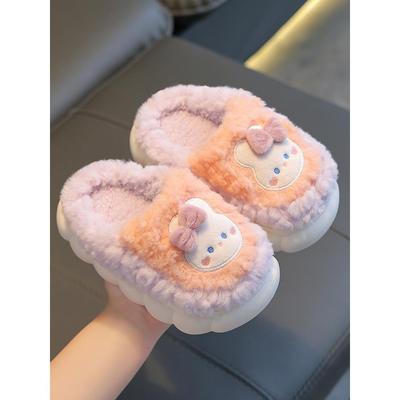 过冬棉拖鞋儿童冬季男女童保暖防滑加绒亲子包跟中小童宝宝毛毛